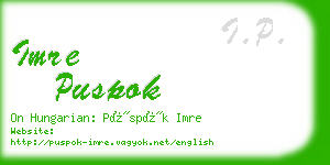 imre puspok business card